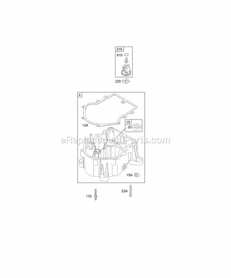 Sump Diagram and Parts List for 463707-0143-E2  Briggs and Stratton Engine